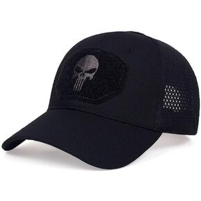 HANERREAL Skull Mesh Baseball Cap Men Tactical Operator Caps Fitted Outdoor Breath Hats