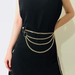 Anglacesmade Bohemain Layered Waist Chain Gold Body Chain Belly Chain Belt for Prom Party Festival Sexy Body Jewelry for Women and Girls (Gold) in Kuwait