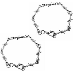 Caiyao Gothic Punk Barbed Wire Thorns Bracelet Thick Thin Chunky Brambles Link Chain Bracelet Hip Hop Rock Cool Girl Boy Adjustable Thorns Bracelet for Women Men Delicate Jewelry in Saudi Arabia