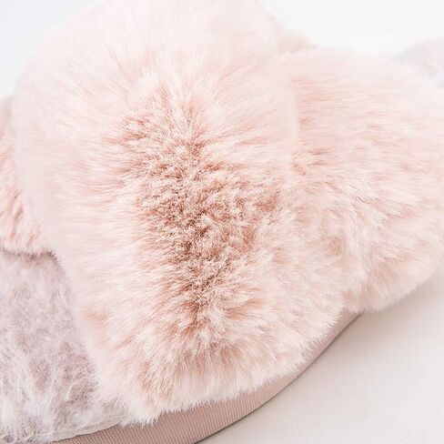 HALLUCI Women's Cross Band Soft Plush Fleece House Indoor or Outdoor Slippers in Saudi Arabia