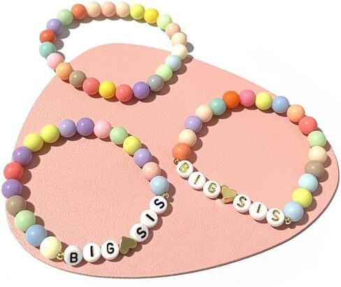Fuqimanman2020 Pastel 8mm Beads Big Sis Bracelet For Girls Women Big Sister Announcement Bracelet Best Christmas, Halloween, New Year's Gift For Girls Women in Saudi Arabia