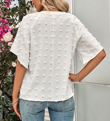 بلوزات عمل نسائية صيفية من ARJOSA بأكمام واسعة 3/4 من الشيفون، بلوزات عمل كاجوال بيبي دول أنيقة in Kuwait