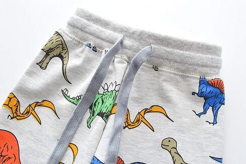 HUAER& Boys Cartoon Print Dinosaur Monkey Pattern Cotton Pants Drawstring Elastic Sweatpants in Saudi Arabia