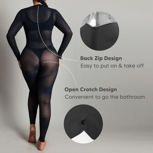 سالوبيت نسائي شبكي شفاف من Suprenx، ملابس ضيقة بأكمام طويلة بدون ملابس داخلية in Kuwait