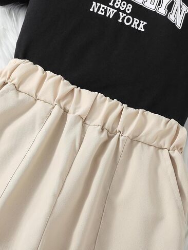 طقم ملابس WDIRARA للفتيات مكون من قطعتين مطبوع عليه حروف وأكمام قصيرة وبنطلون كارجو in Saudi Arabia