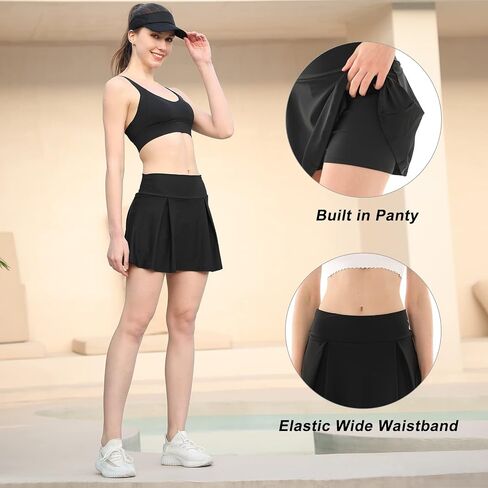 Women's High Waist Swim Skirt Tummy Control Ruched Bathing Suit Swimsuit Bikini Bottoms with Built-in Shorts in Saudi Arabia