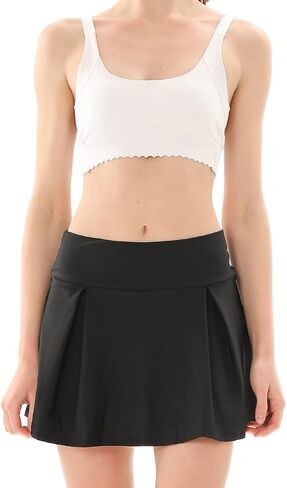 Women's High Waist Swim Skirt Tummy Control Ruched Bathing Suit Swimsuit Bikini Bottoms with Built-in Shorts in Saudi Arabia