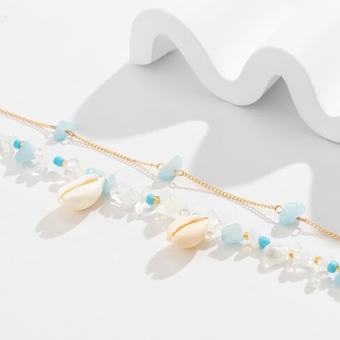 Bohe الخرز البطن الخصر سلسلة الصيف بيكيني للشاطئ سلسلة صدف مطرز الخصر سلسلة الجسم اكسسوارات للنساء (Color4) in Kuwait