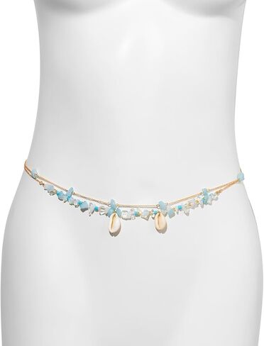 Bohe الخرز البطن الخصر سلسلة الصيف بيكيني للشاطئ سلسلة صدف مطرز الخصر سلسلة الجسم اكسسوارات للنساء (Color4) in Kuwait