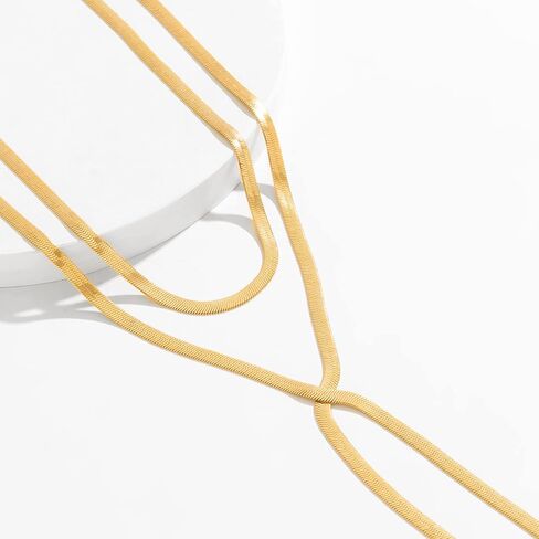HUASAI Snake Chain Necklace for Women Girls Twist Herringbone Choker Necklace Y Lariat Necklace Gold Long Drop Necklace in Saudi Arabia