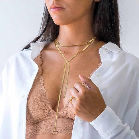 HUASAI Snake Chain Necklace for Women Girls Twist Herringbone Choker Necklace Y Lariat Necklace Gold Long Drop Necklace in Saudi Arabia