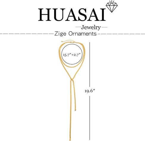 HUASAI Snake Chain Necklace for Women Girls Twist Herringbone Choker Necklace Y Lariat Necklace Gold Long Drop Necklace in Saudi Arabia