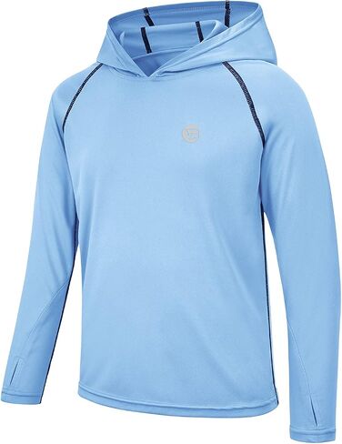 VEOBIKE Youth UPF50+ Sun Shirts Rashguard Quick Dry Long Sleeve Hoodies T-shirts for Workout Thumbholes in Kuwait