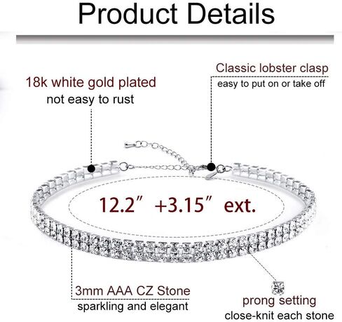 Zealmer 18K Gold Plated 1-6 Rows Rhinestone Choker Necklace & Bracelets Set Bridal Jewelry in Kuwait