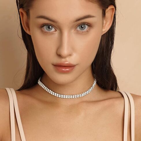 Zealmer 18K Gold Plated 1-6 Rows Rhinestone Choker Necklace & Bracelets Set Bridal Jewelry in Kuwait