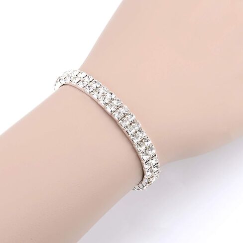 Zealmer 18K Gold Plated 1-6 Rows Rhinestone Choker Necklace & Bracelets Set Bridal Jewelry in Kuwait