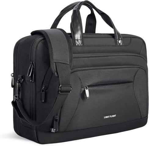 LIGHT FLIGHT Laptop Bag 17.3 Inch, Laptop Briefcase for Men Women, Expandable Large Computer Bag for Work, Office, Business Travel (Black) in Kuwait