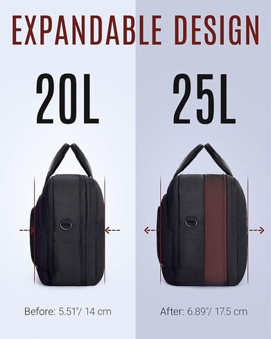 LIGHT FLIGHT Laptop Bag 17.3 Inch, Laptop Briefcase for Men Women, Expandable Large Computer Bag for Work, Office, Business Travel (Black) in Kuwait