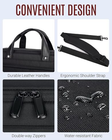 LIGHT FLIGHT Laptop Bag 17.3 Inch, Laptop Briefcase for Men Women, Expandable Large Computer Bag for Work, Office, Business Travel (Black) in Kuwait