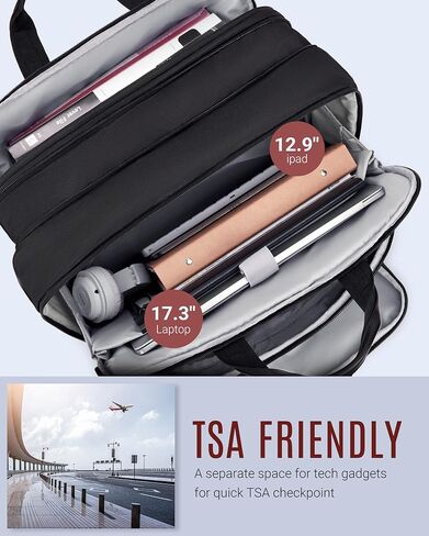 LIGHT FLIGHT Laptop Bag 17.3 Inch, Laptop Briefcase for Men Women, Expandable Large Computer Bag for Work, Office, Business Travel (Black) in Kuwait