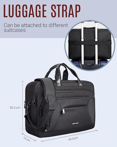 LIGHT FLIGHT Laptop Bag 17.3 Inch, Laptop Briefcase for Men Women, Expandable Large Computer Bag for Work, Office, Business Travel (Black) in Kuwait