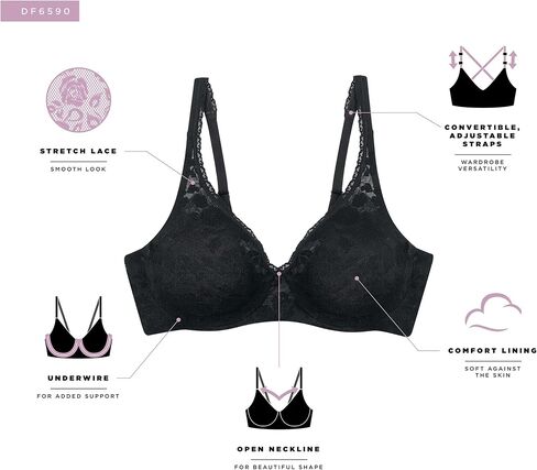 Bali Women's Passion for Comfort Lace Underwire Bra, Multiway Convertible Bra, Soft Lace Bra in Saudi Arabia