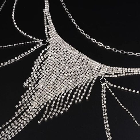 Rumtock سباركلي كريستال الفضة تنورة رقص سلسلة طويلة شرابة الخصر سلسلة ل الهذيان ملهى ليلي بوهو الجسم سلسلة للنساء الفتيات in Kuwait