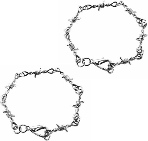 Caiyao Gothic Punk Barbed Wire Thorns Bracelet Thick Thin Chunky Brambles Link Chain Bracelet Hip Hop Rock Cool Girl Boy Adjustable Thorns Bracelet for Women Men Delicate Jewelry in Kuwait