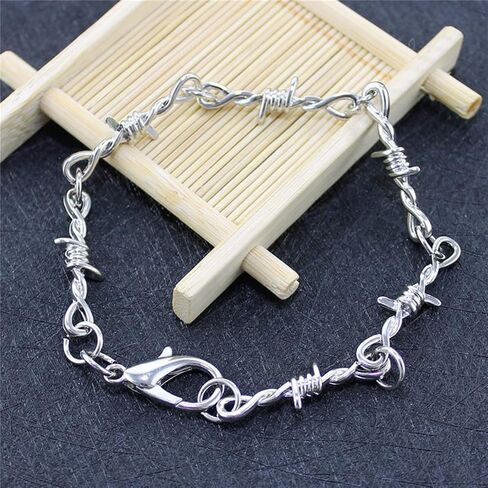 Caiyao Gothic Punk Barbed Wire Thorns Bracelet Thick Thin Chunky Brambles Link Chain Bracelet Hip Hop Rock Cool Girl Boy Adjustable Thorns Bracelet for Women Men Delicate Jewelry in Kuwait