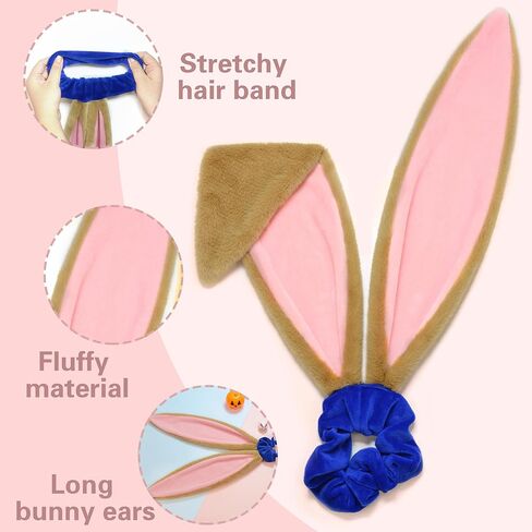 عصابة رأس على شكل أذن الأرنب، عصابة شعر من القطيفة على شكل أذن أرنب للنساء والفتيات، إكسسوارات أزياء الأرنب لمستلزمات حفلات الهالوين التنكرية in Kuwait