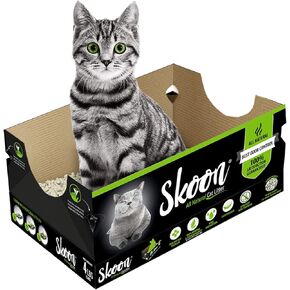 (صندوقان قياسيان) صندوق فضلات القطط طبيعي بالكامل ومتوسط ​​الحجم للاستعمال مرة واحدة، خفيف الوزن، لا يتكتل، قليل الصيانة وصديق للبيئة. يمتص السوائل ويغلقها للحصول على أفضل تحكم في الرائحة. للقطط الصغيرة السلالات in Kuwait