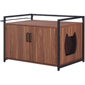 حاوية صندوق فضلات القطط من unipaws مع إطار معدني، أثاث حمام القطط، غطاء صندوق فضلات مخفي، خزانة للقطط الكبيرة، صناديق فضلات القطط المقاومة للكلاب، صندوق فضلات مخبأ، بيت القطط in Kuwait