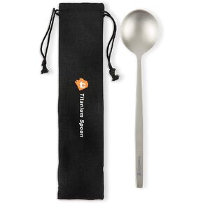 Titanium Long Handled Spoon with a Biggest Bowl, 8.7 inch/ 221mm Round Titanium Spoon comes with a Perfect Soup size bowl to make it a Great outdoor Companion | Camping Spoon with Waterproof Case in Kuwait