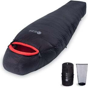 QEZER 0 Degree Sleeping Bag for Adults 660 Fill Power Down Sleeping Bag for Cold Weather -20°F / -8°F / 0°F / 10°F Large Lightweight Sleeping Bag