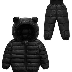 Happy Cherry Baby Toddler Two Piece Snowsuit Winter Down Jacket with Elastic Waist Snow Pants