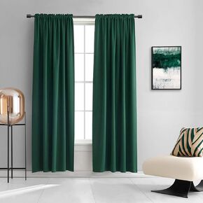 DONREN Hunter Green Blackout Thermal Insulating Window Curtain Panels for Bedroom with Rod Pocket (42 x 54 Inches Long,2 Panels)