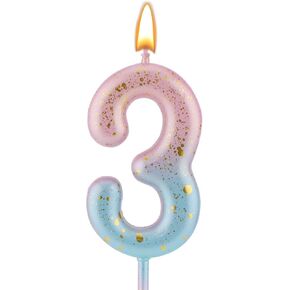 Gradient Birthday Number Letter Candle, Pink Blue Gradient Birthday Candles for Cake Numeral Letter Birthday Candles Decoration for Birthday Parties Wedding Anniversary (5) in Kuwait