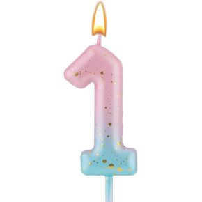Gradient Birthday Number Letter Candle, Pink Blue Gradient Birthday Candles for Cake Numeral Letter Birthday Candles Decoration for Birthday Parties Wedding Anniversary (5)