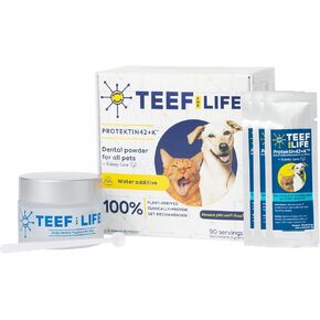 TEEF for Life Protektin42+K Plant-Derived Daily Dental Care for All Pets (Sodium-Free), Dental Water Additive, Clinically-Proven Formula Naturally Fights Plaque and Tartar, Dental Kit with 30 Servings in Kuwait