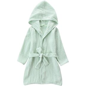 TADO MUSLIN Organic Cotton Toddler Bathrobe, Soft and Breathable Robe for Kid, Boy& Girl Hooded Towel