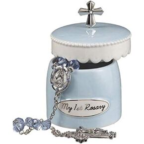 Blue My First Rosary for Boy Elegant Ceramic Keepsake Box from Grasslands Road in Saudi Arabia