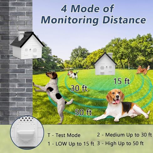 أجهزة منع نباح الكلاب من جريتين، جهاز مضاد للنباح للكلاب مع 4 أوضاع قابلة للتعديل، التحكم في النباح بطول 50 قدم، أجهزة التحكم في نباح الكلاب في الداخل والخارج، صندوق لحاء مقاوم للماء آمن للكلاب والبشر in Kuwait