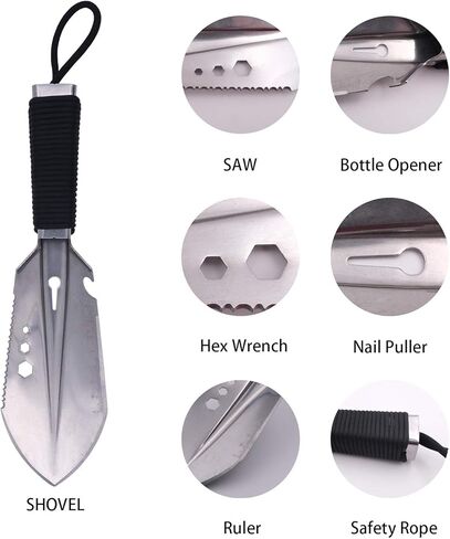 BushWalk Camping Trowel,Hiking,Backpacking Ultralight Portable Shovel,Multitool with Carrying Pouch for Outdoor,Gardening,Survival,Digging in Kuwait