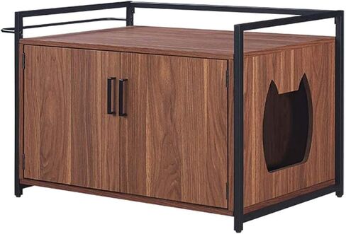 حاوية صندوق فضلات القطط من unipaws مع إطار معدني، أثاث حمام القطط، غطاء صندوق فضلات مخفي، خزانة للقطط الكبيرة، صناديق فضلات القطط المقاومة للكلاب، صندوق فضلات مخبأ، بيت القطط in Kuwait