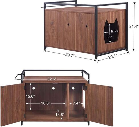 حاوية صندوق فضلات القطط من unipaws مع إطار معدني، أثاث حمام القطط، غطاء صندوق فضلات مخفي، خزانة للقطط الكبيرة، صناديق فضلات القطط المقاومة للكلاب، صندوق فضلات مخبأ، بيت القطط in Kuwait