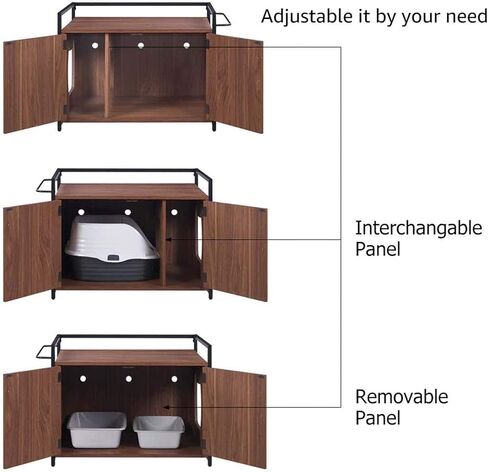 حاوية صندوق فضلات القطط من unipaws مع إطار معدني، أثاث حمام القطط، غطاء صندوق فضلات مخفي، خزانة للقطط الكبيرة، صناديق فضلات القطط المقاومة للكلاب، صندوق فضلات مخبأ، بيت القطط in Kuwait