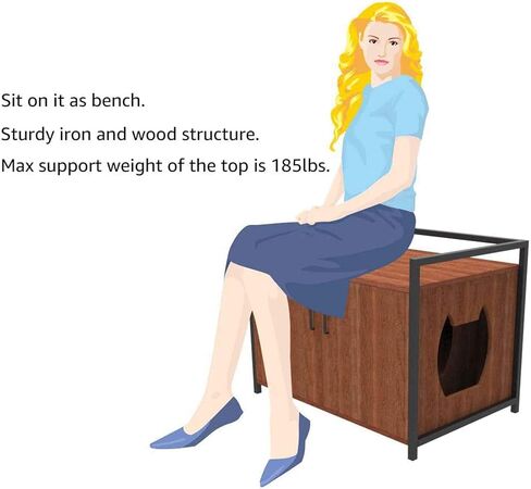 حاوية صندوق فضلات القطط من unipaws مع إطار معدني، أثاث حمام القطط، غطاء صندوق فضلات مخفي، خزانة للقطط الكبيرة، صناديق فضلات القطط المقاومة للكلاب، صندوق فضلات مخبأ، بيت القطط in Kuwait