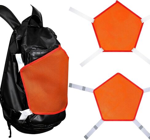 2 Pieces Blaze Orange Safety Panel Large Pentagonal Orange Panel Hunting Mesh Blaze Orange Pack Attachment with Reflective Strip on Tent Backpack for Field Trip Hiking Camping Biking Outdoor Traveling in Saudi Arabia