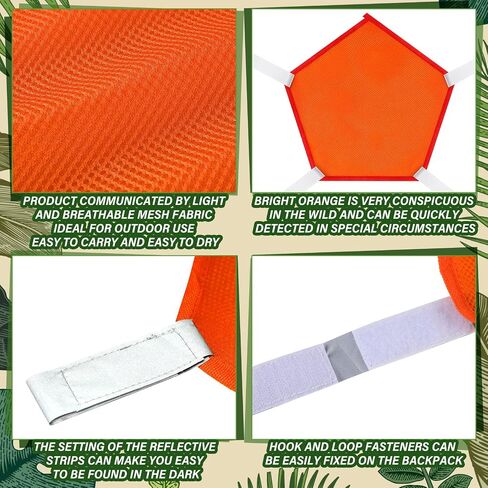 2 Pieces Blaze Orange Safety Panel Large Pentagonal Orange Panel Hunting Mesh Blaze Orange Pack Attachment with Reflective Strip on Tent Backpack for Field Trip Hiking Camping Biking Outdoor Traveling in Saudi Arabia
