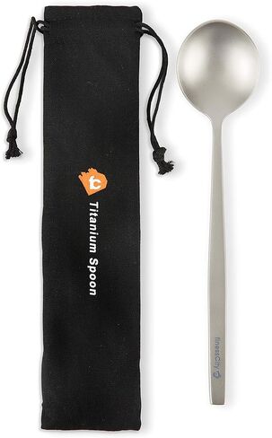 Titanium Long Handled Spoon with a Biggest Bowl, 8.7 inch/ 221mm Round Titanium Spoon comes with a Perfect Soup size bowl to make it a Great outdoor Companion | Camping Spoon with Waterproof Case in Kuwait